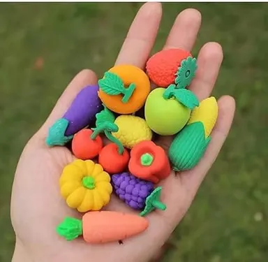 8 Pcs Fancy Fruit & Vegetable Shape Erasers for Kids| Assorted Pencil Erasers for Girls & Boys| Ideal Birthday Return Gift, School & Creative Fun  thumbnail 1