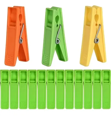 Heavy Duty Plastic Cloth Clips (24 Pieces) for Clothes Drying, Rust-Free Strong Hanging Pegs for Towels, Ropes & Hangers thumbnail 0