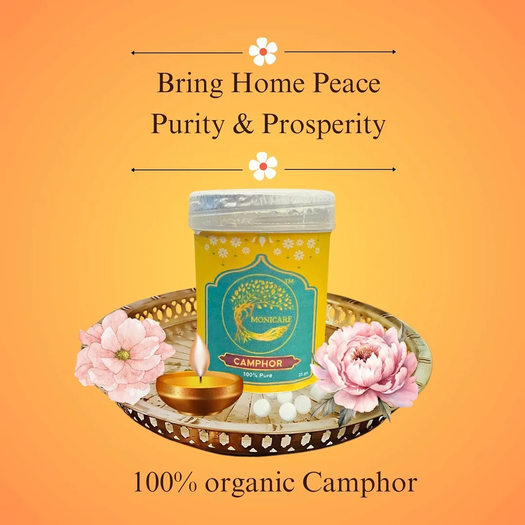 MONICARE Pure Camphor 50gm for Puja, Meditation, Spirituality & Religious Rituals |Aromatic Kapur for Pooja, Havan, Daily Use India image 5