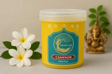 MONICARE Pure Camphor 50gm for Puja, Meditation, Spirituality & Religious Rituals |Aromatic Kapur for Pooja, Havan, Daily Use India thumbnail 0