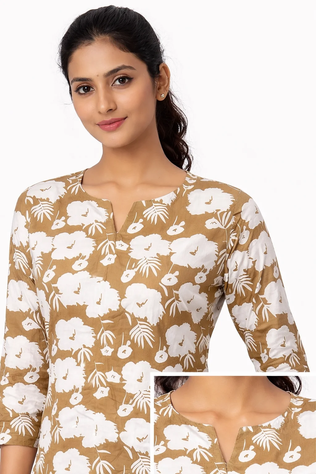 Women Printed Cotton Kurti | Round Neck 3/4 Sleeve Stylish Casual Kurti for Daily Wear image 3