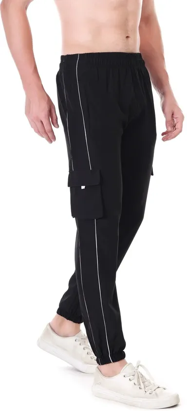 Linesports Men Solid Black Track Pants | Lightweight, Breathable, Durable Gym, Yoga, Running, Sports |Travel Activewear Black 34 thumbnail 2