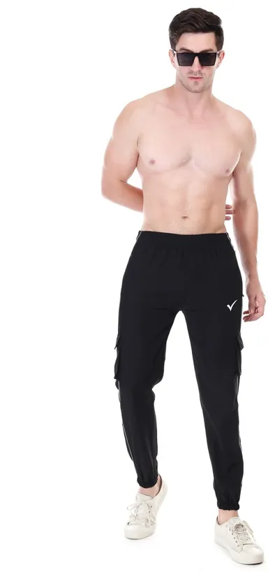 Linesports Men Solid Black Track Pants | Lightweight, Breathable, Durable Gym, Yoga, Running, Sports |Travel Activewear Black 34 thumbnail 3