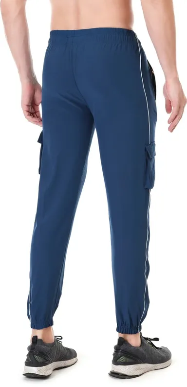 Linesports Men Solid Black Track Pants | Lightweight, Breathable, Durable Gym, Yoga, Running, Sports |Travel Activewear blue   28 thumbnail 1