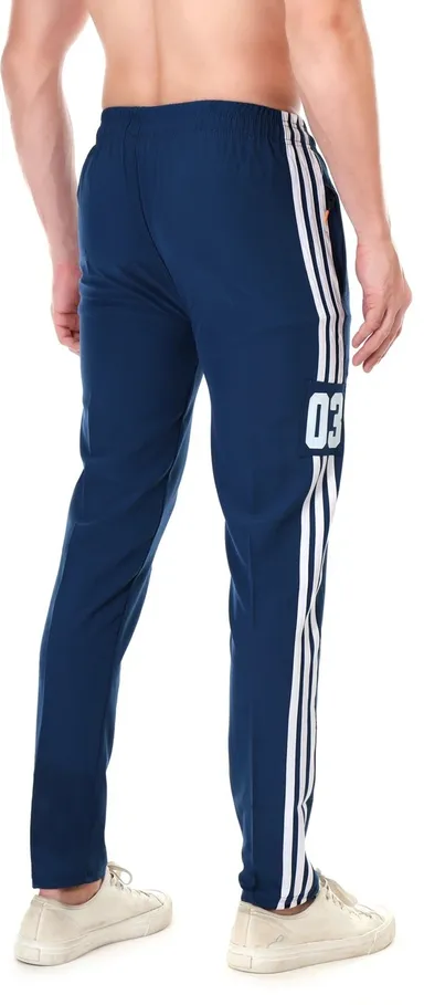 Linesports Men Black Track Pants Solid Athletic Fit Lightweight Breathable Polyester Cotton Blend Gym Sports Casual Wear India Air force blue   30 thumbnail 2