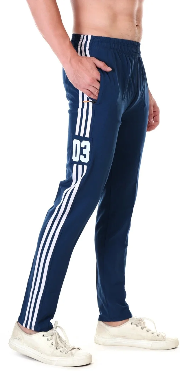Linesports Men Black Track Pants Solid Athletic Fit Lightweight Breathable Polyester Cotton Blend Gym Sports Casual Wear India Air force blue   34 image 2