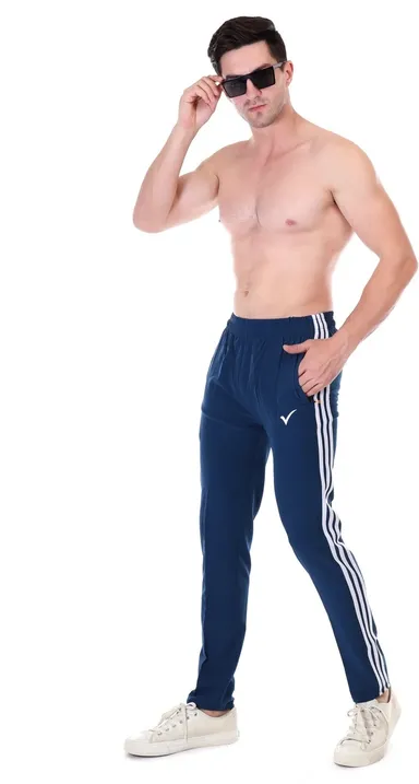 Linesports Men Black Track Pants Solid Athletic Fit Lightweight Breathable Polyester Cotton Blend Gym Sports Casual Wear India Air force blue   34 thumbnail 3