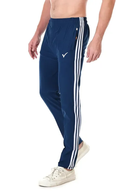 Linesports Men Black Track Pants Solid Athletic Fit Lightweight Breathable Polyester Cotton Blend Gym Sports Casual Wear India Air force blue   34 thumbnail 0