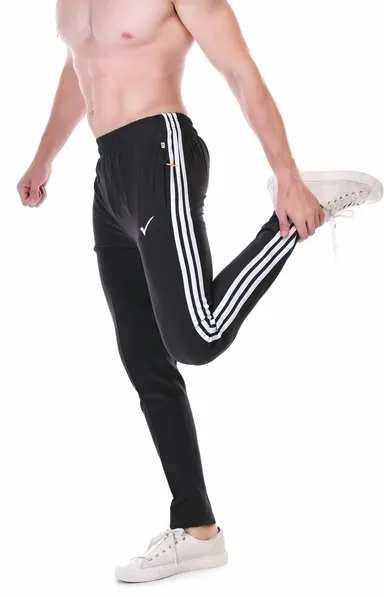 Linesports Men Black Track Pants Solid Athletic Fit Lightweight Breathable Polyester Cotton Blend Gym Sports Casual Wear India dark grey   30 thumbnail 2