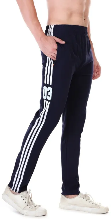 Linesports Men Black Track Pants Solid Athletic Fit Lightweight Breathable Polyester Cotton Blend Gym Sports Casual Wear India navy blue   34 thumbnail 1