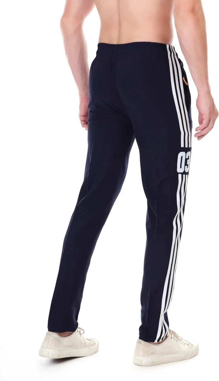 Linesports Men Black Track Pants Solid Athletic Fit Lightweight Breathable Polyester Cotton Blend Gym Sports Casual Wear India navy blue   34 image 3