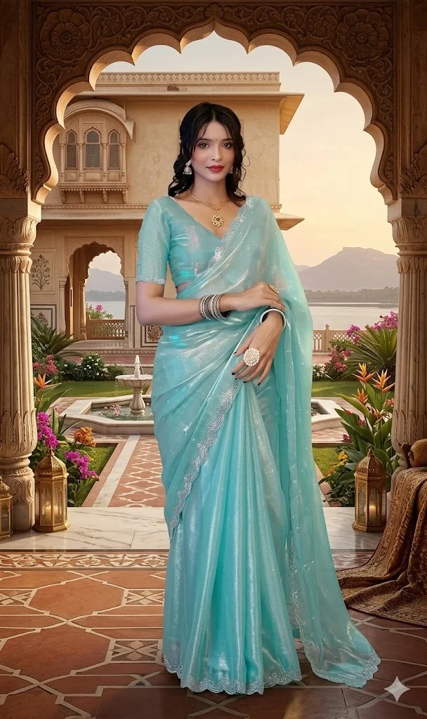 Charvi Sensational Jimmi Chhoo Designer Saree for Women Party Festive Wedding Wear Lightweight Cotton Silk Chiffon Traditional Indian Ethnic image 2
