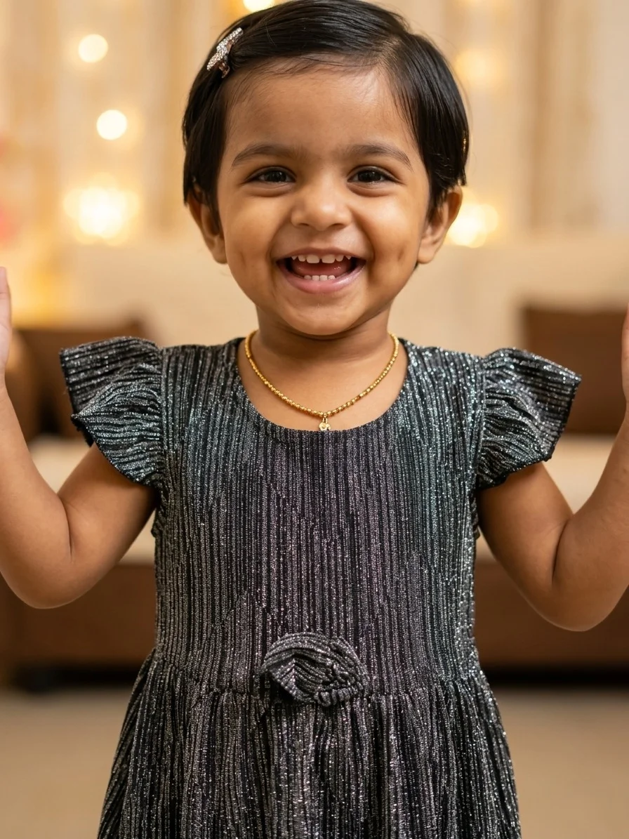 TIKQ Baby Girls Below Knee Party Dress Black Colour Birthday Wedding Festive Wear Comfortable Designer Toddler Dress Online Buy Black 2-3 Years image 4