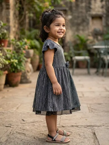 TIKQ Baby Girls Below Knee Party Dress Black Colour Birthday Wedding Festive Wear Comfortable Designer Toddler Dress Online Buy Black 6-7 Years thumbnail 2