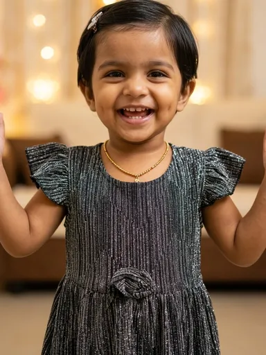 TIKQ Baby Girls Below Knee Party Dress Black Colour Birthday Wedding Festive Wear Comfortable Designer Toddler Dress Online Buy Black 6-7 Years thumbnail 3