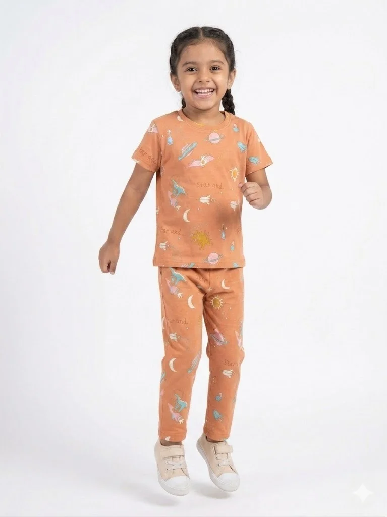 TIKQ Baby Girls Casual T-shirt and Pant Set Soft Cotton Comfortable Daily Wear Toddler Outfit  Orange 4-5 Years image 2