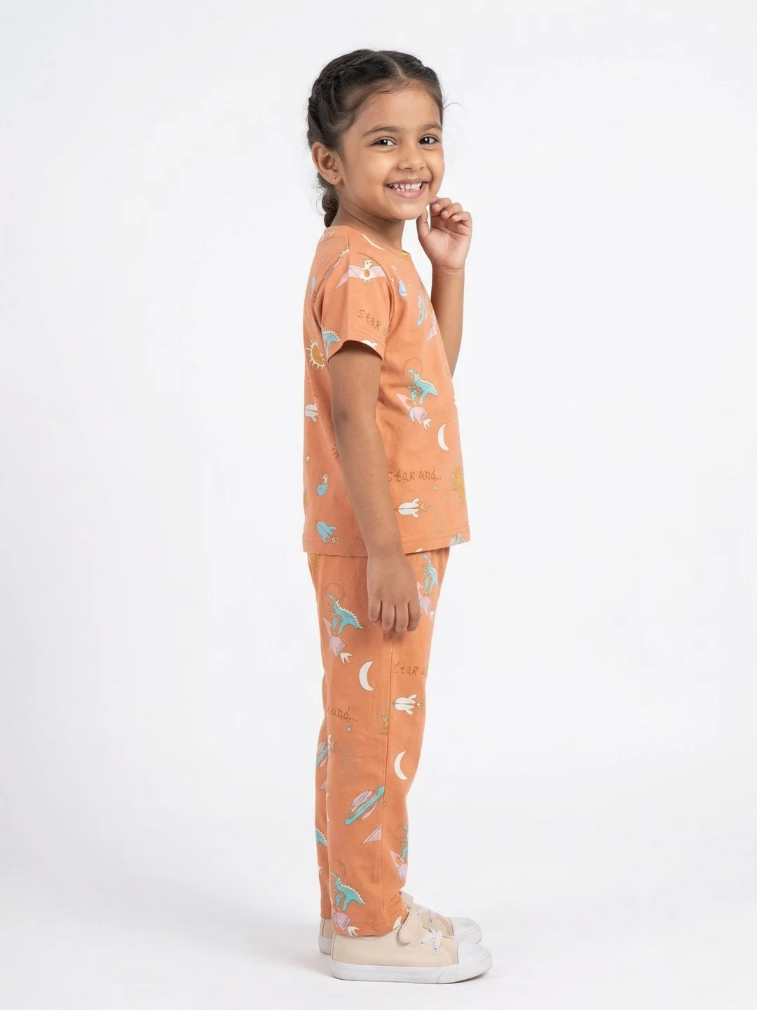 TIKQ Baby Girls Casual T-shirt and Pant Set Soft Cotton Comfortable Daily Wear Toddler Outfit  Orange 6-7 Years image 4