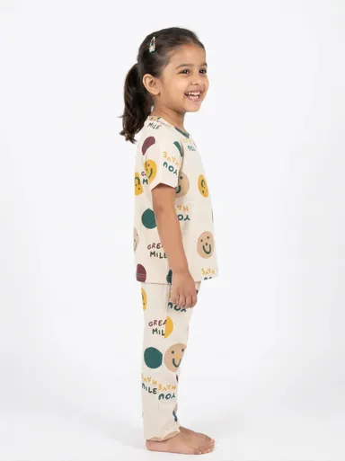 TIKQ Baby Girls Casual T-shirt and Pant Set Soft Cotton Comfortable Daily Wear Toddler Outfit  cream 4-5 Years thumbnail 1