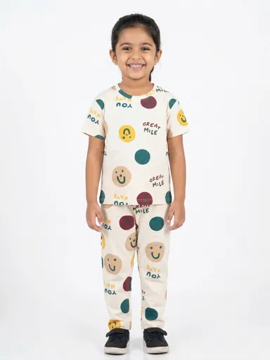 TIKQ Baby Girls Casual T-shirt and Pant Set Soft Cotton Comfortable Daily Wear Toddler Outfit  cream 5-6 Years thumbnail 0