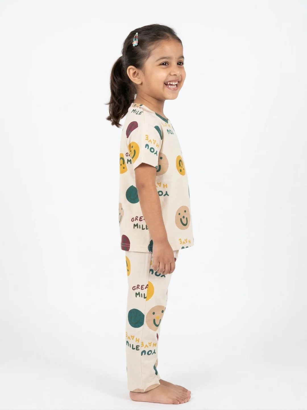 TIKQ Baby Girls Casual T-shirt and Pant Set Soft Cotton Comfortable Daily Wear Toddler Outfit  cream 6-7 Years image 2
