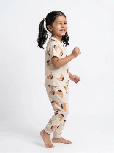 TIKQ Baby Girls Casual T-shirt and Pant Set Soft Cotton Comfortable Daily Wear Toddler Outfit  Light Crem 4-5 Years thumbnail 2