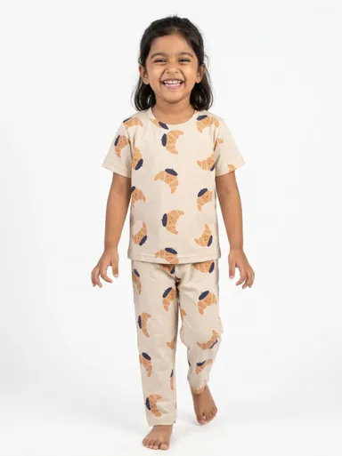 TIKQ Baby Girls Casual T-shirt and Pant Set Soft Cotton Comfortable Daily Wear Toddler Outfit  Light Crem 5-6 Years thumbnail 0