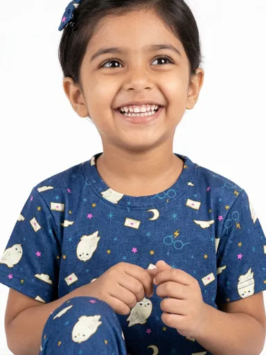 TIKQ Baby Girls Casual T-shirt and Pant Set Soft Cotton Comfortable Daily Wear Toddler Outfit  Star Blue 6-7 Years thumbnail 1