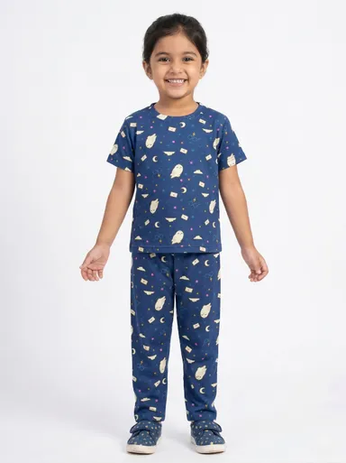 TIKQ Baby Girls Casual T-shirt and Pant Set Soft Cotton Comfortable Daily Wear Toddler Outfit  Star Blue 6-7 Years thumbnail 0
