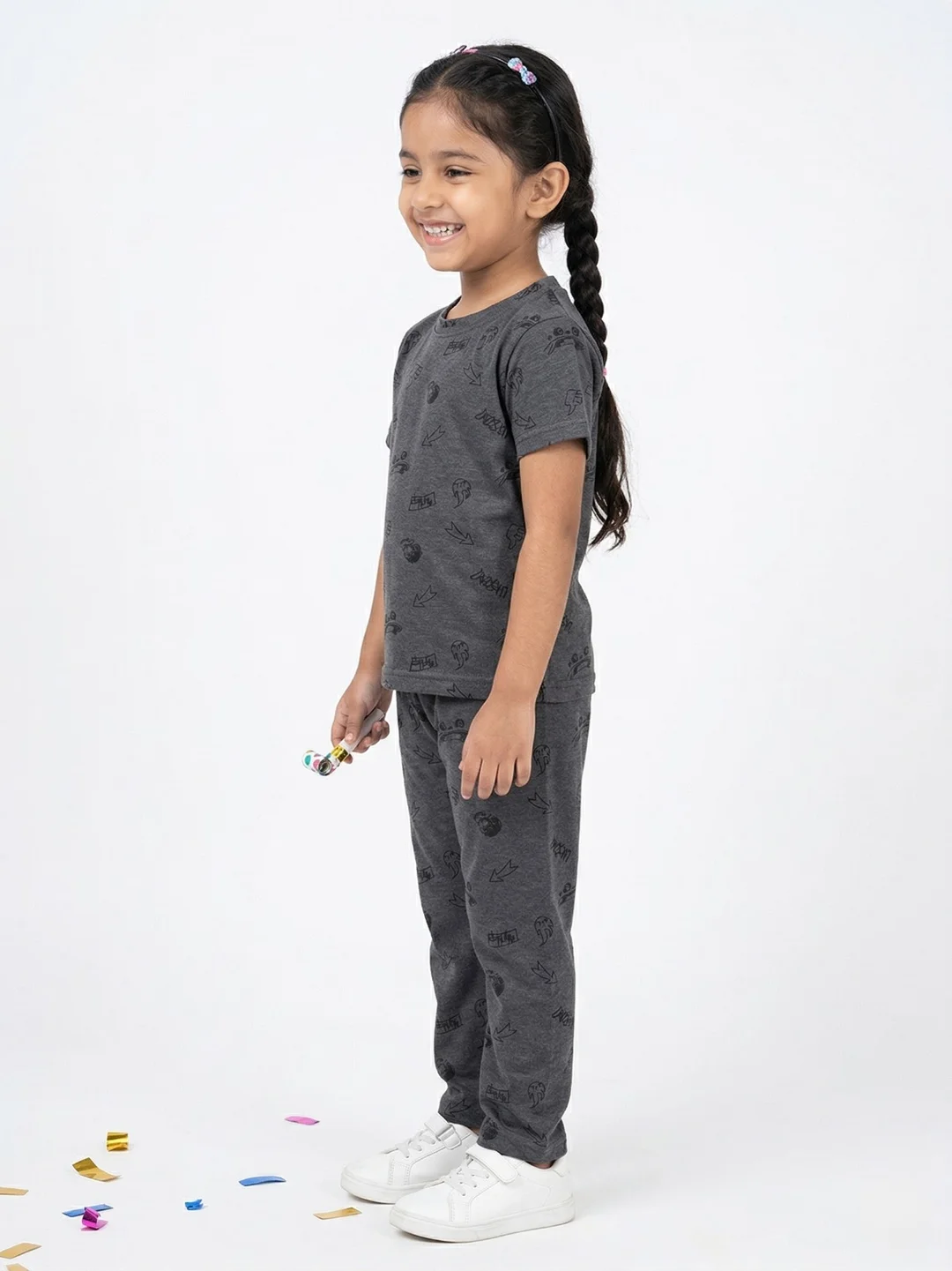 TIKQ Baby Girls Casual T-shirt and Pant Set Soft Cotton Comfortable Daily Wear Toddler Outfit  grey 4-5 Years image 4