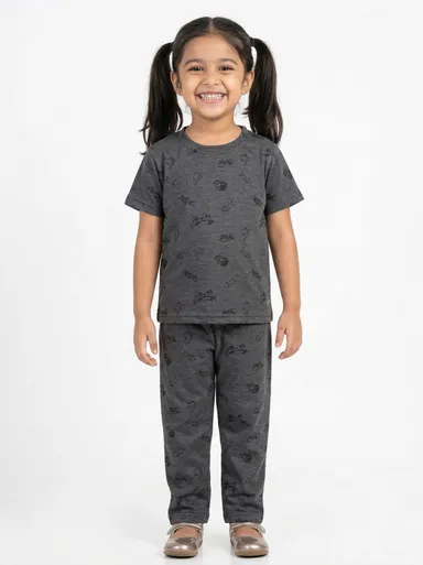 TIKQ Baby Girls Casual T-shirt and Pant Set Soft Cotton Comfortable Daily Wear Toddler Outfit  grey 4-5 Years thumbnail 0