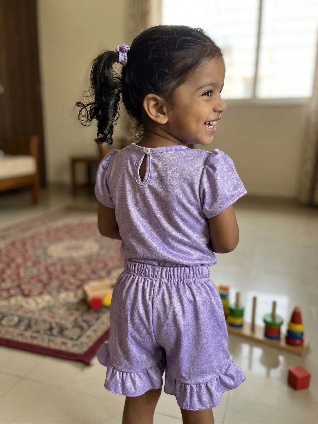 Baby Girls Casual Top and Shorts Set Soft Cotton Comfortable Daily Wear Toddler Outfit  Purple 3-4 Years image 4