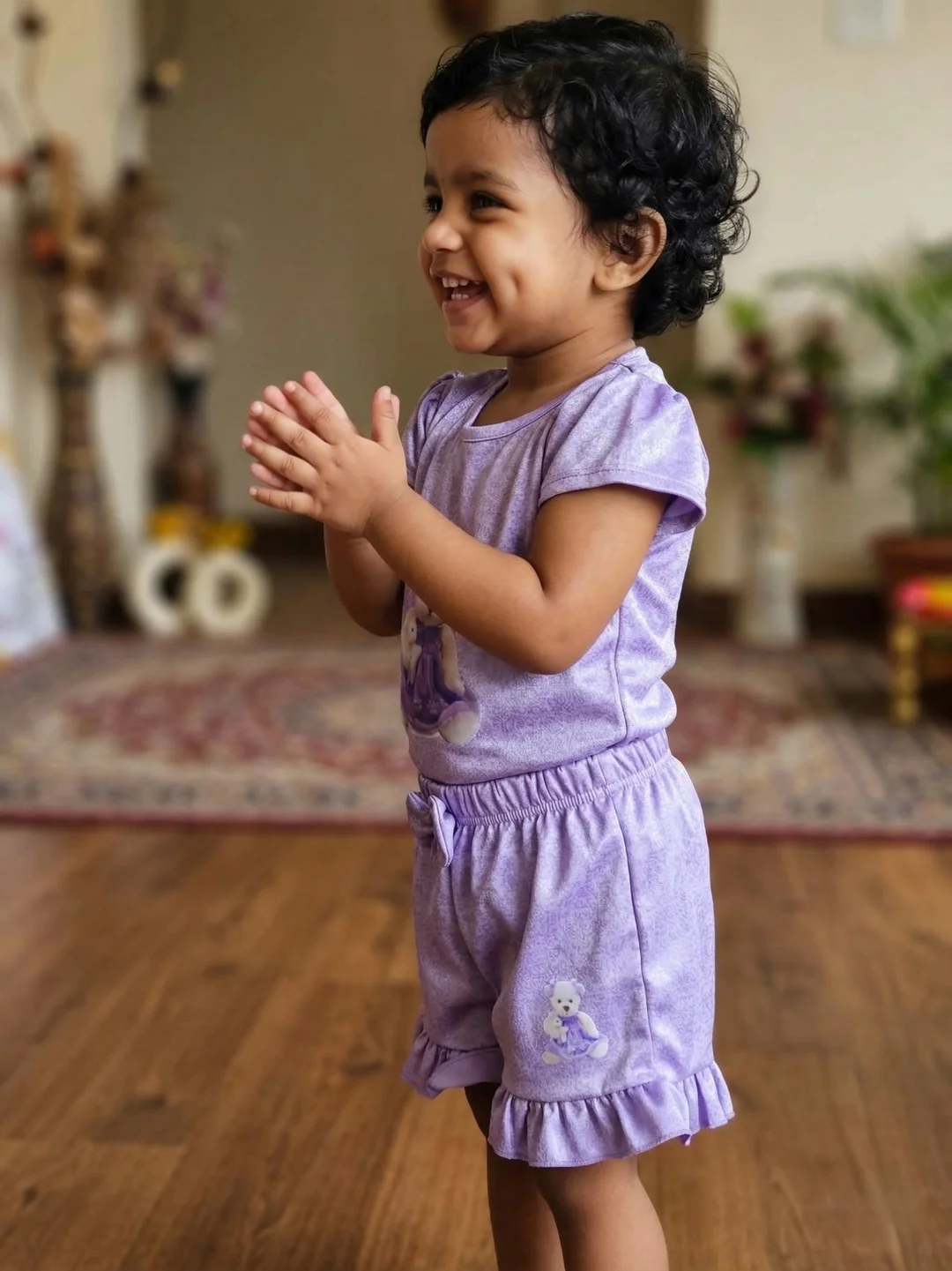 Baby Girls Casual Top and Shorts Set Soft Cotton Comfortable Daily Wear Toddler Outfit  Purple 4-5 Years image 3