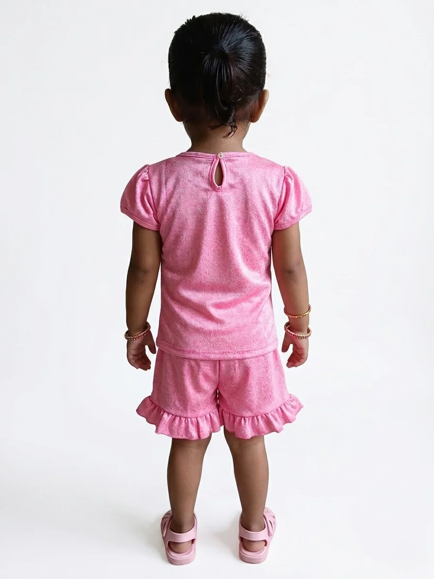 Baby Girls Casual Top and Shorts Set Soft Cotton Comfortable Daily Wear Toddler Outfit  Purple 2-3 Years image 2