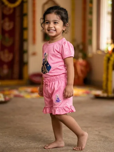 Baby Girls Casual Top and Shorts Set Soft Cotton Comfortable Daily Wear Toddler Outfit  Purple 2-3 Years thumbnail 2