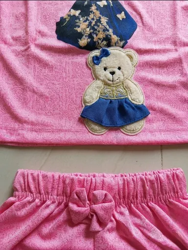 Baby Girls Casual Top and Shorts Set Soft Cotton Comfortable Daily Wear Toddler Outfit  Purple 2-3 Years thumbnail 4