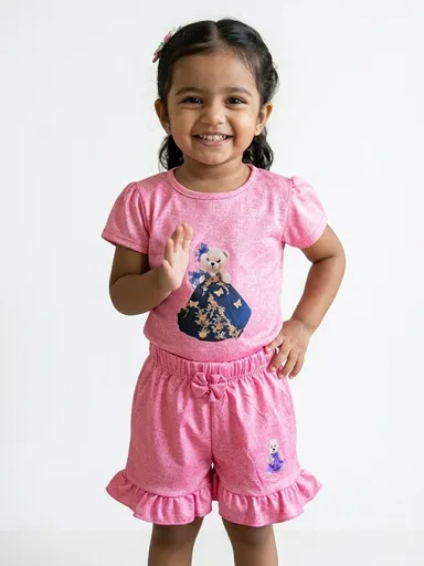 Baby Girls Casual Top and Shorts Set Soft Cotton Comfortable Daily Wear Toddler Outfit  Purple 2-3 Years thumbnail 0