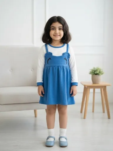 TIKQ Baby Girls Below Knee Party Dress Fancy Toddler Outfit Soft Comfortable Fabric Online Buy Blue 5-6 Years thumbnail 0