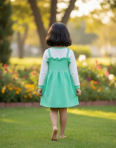 TIKQ Baby Girls Below Knee Party Dress Fancy Toddler Outfit Soft Comfortable Fabric Online Buy Greeb 3-4 Years thumbnail 1