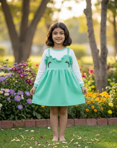 TIKQ Baby Girls Below Knee Party Dress Fancy Toddler Outfit Soft Comfortable Fabric Online Buy Greeb 4-5 Years thumbnail 0
