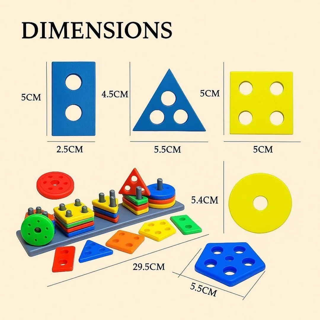 Meetul Enterprise Geometry Shape & Color Sorter Puzzle Board for Kids Preschool Educational Toy Multicolor Montessori Learning Cognitive Development India image 2