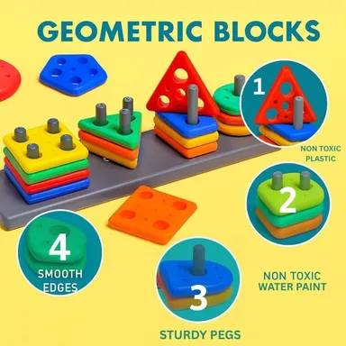 Meetul Enterprise Geometry Shape & Color Sorter Puzzle Board for Kids Preschool Educational Toy Multicolor Montessori Learning Cognitive Development India thumbnail 3