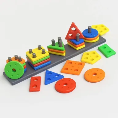 Meetul Enterprise Geometry Shape & Color Sorter Puzzle Board for Kids Preschool Educational Toy Multicolor Montessori Learning Cognitive Development India thumbnail 0