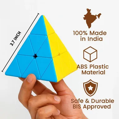 Meetul Enterprise Super Smooth Stickerless Triangle Pyramid Shape Magic Cube Puzzle Toy for Kids Brain Teaser Educational Game Cognitive Development India thumbnail 1