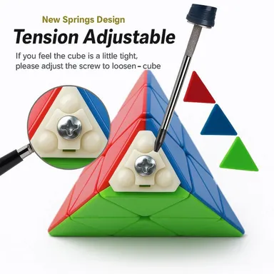 Meetul Enterprise Super Smooth Stickerless Triangle Pyramid Shape Magic Cube Puzzle Toy for Kids Brain Teaser Educational Game Cognitive Development India thumbnail 2