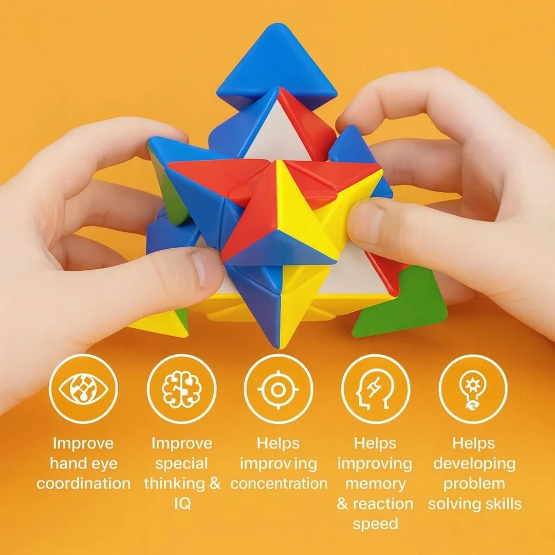 Meetul Enterprise Super Smooth Stickerless Triangle Pyramid Shape Magic Cube Puzzle Toy for Kids Brain Teaser Educational Game Cognitive Development India image 4