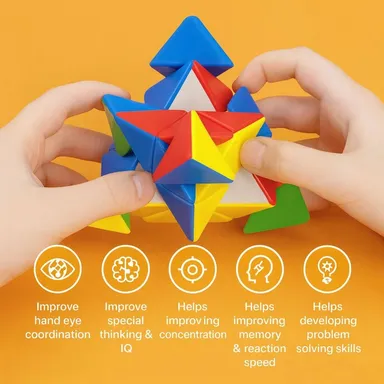 Meetul Enterprise Super Smooth Stickerless Triangle Pyramid Shape Magic Cube Puzzle Toy for Kids Brain Teaser Educational Game Cognitive Development India thumbnail 3