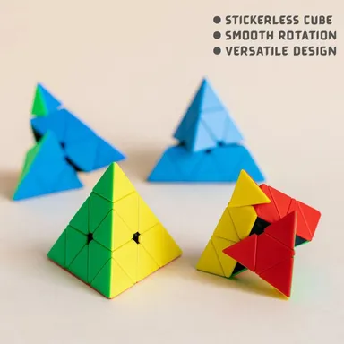 Meetul Enterprise Super Smooth Stickerless Triangle Pyramid Shape Magic Cube Puzzle Toy for Kids Brain Teaser Educational Game Cognitive Development India thumbnail 4
