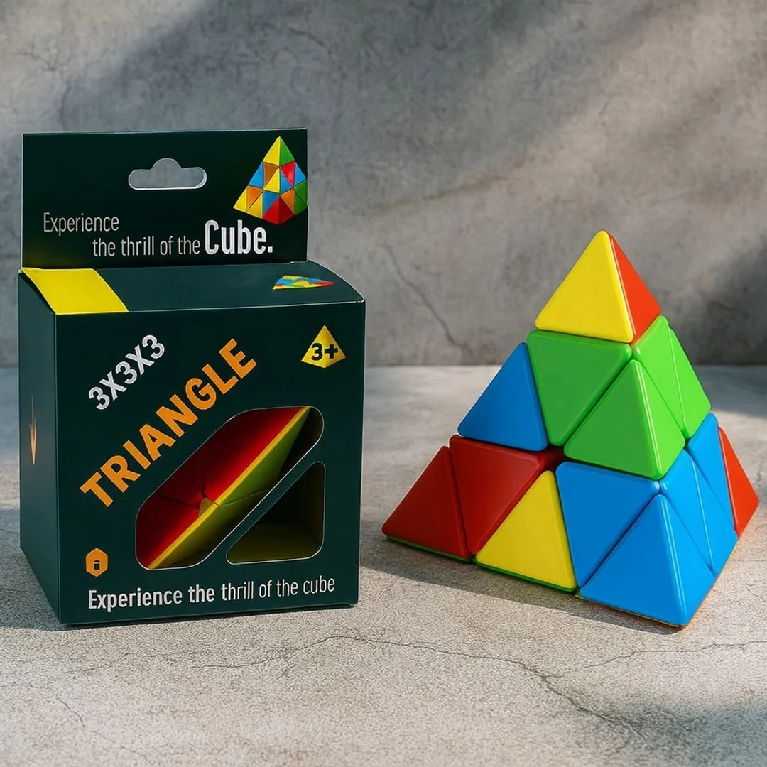 Meetul Enterprise Super Smooth Stickerless Triangle Pyramid Shape Magic Cube Puzzle Toy for Kids Brain Teaser Educational Game Cognitive Development India image 1