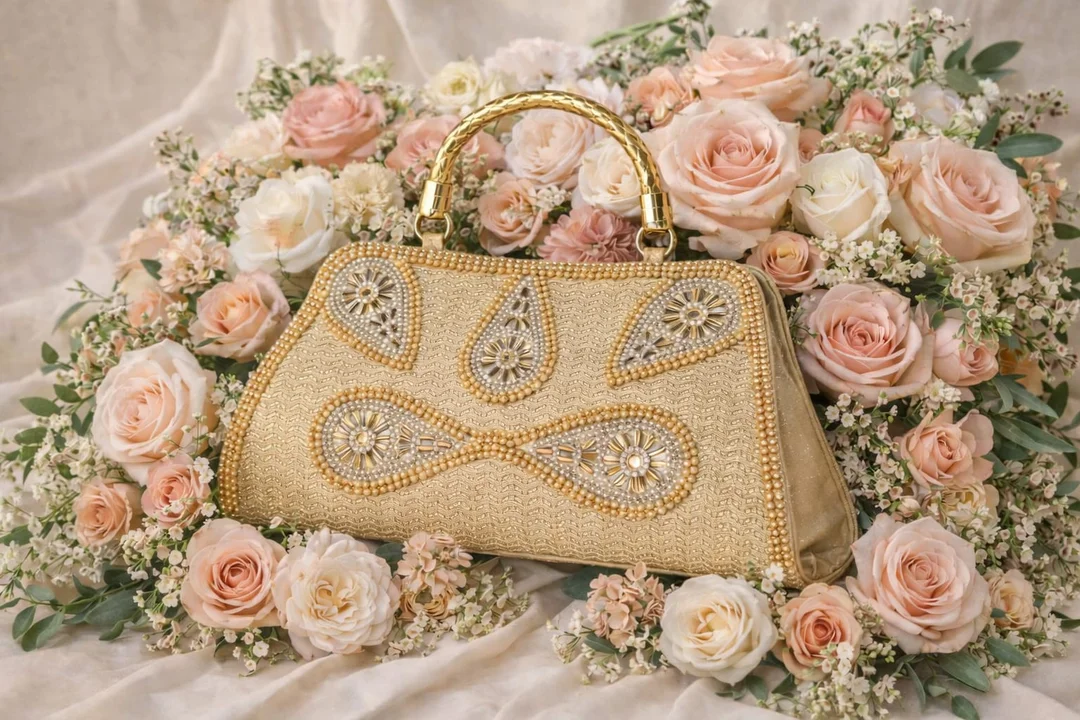 Golden Women Party Clutch Bag with Chain Strap Premium PU Leather Evening Handbag Small Sling Purse for Wedding Festival Bridal Function Stylish Gold Hand Bag India image 2
