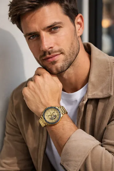 Marten Golden Analog Quartz Watch for Men Stainless Steel Strap Luxury Gold Dial Water Resistant Casual Formal Wrist Watch India Premium Gift thumbnail 1